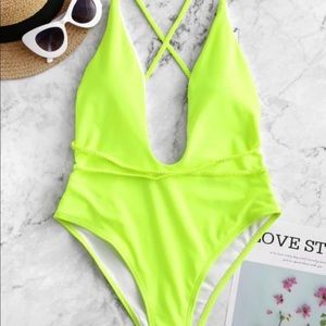 Neon One Piece Swim Suit